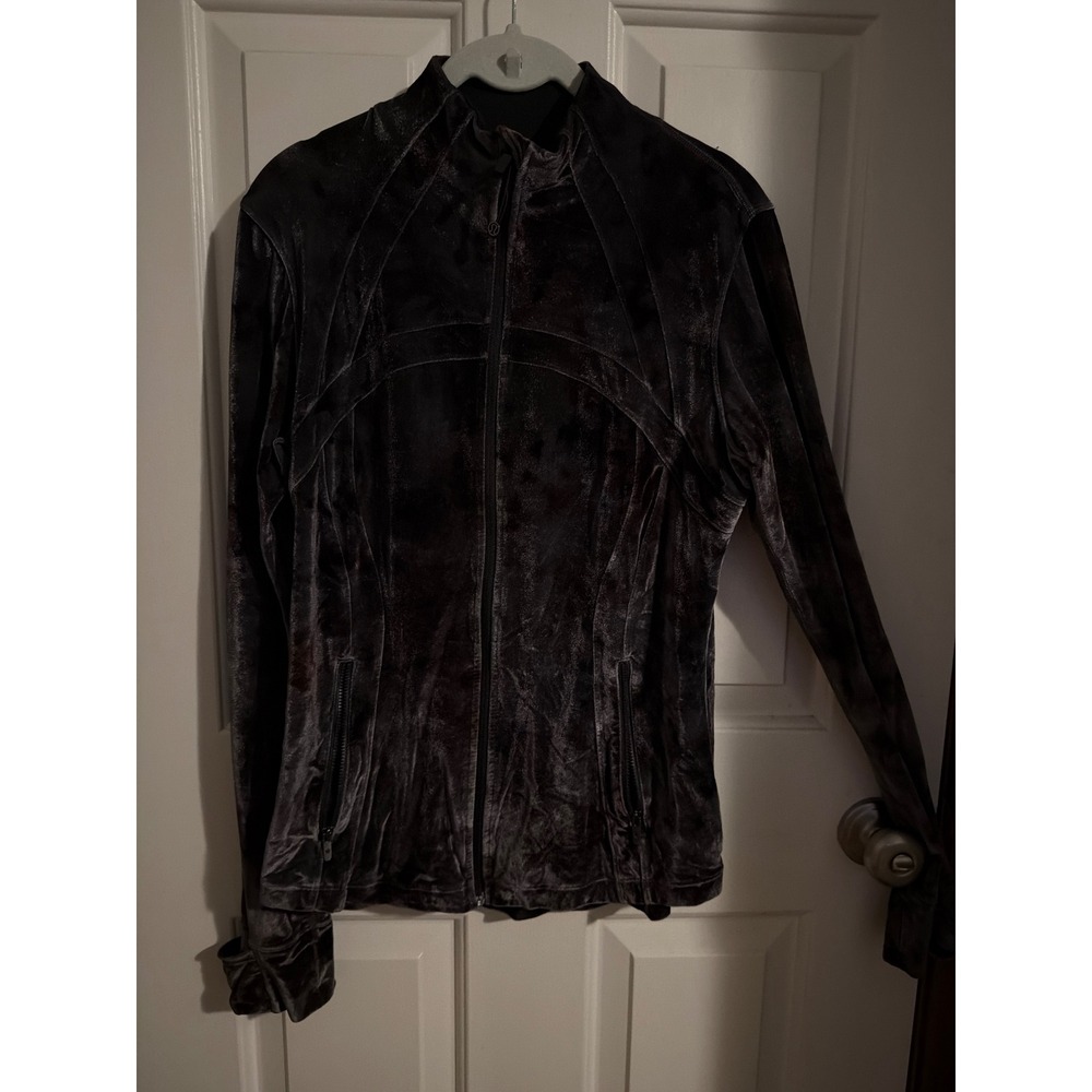 Lululemon Define Jacket Crushed Velvet Iridescent Black Purple Full Zip Yoga
